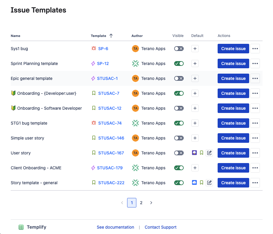 Managing templates in global library