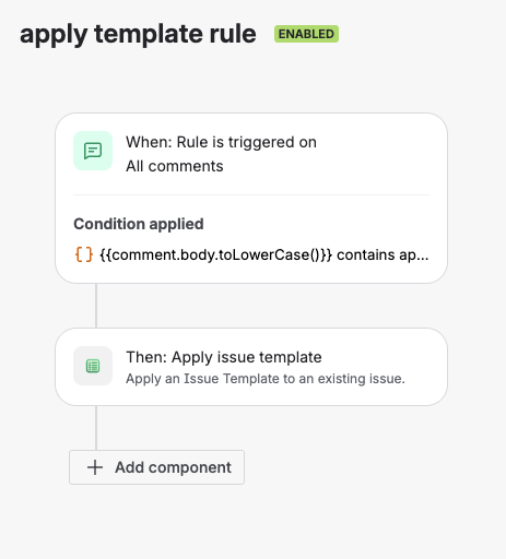 Jira Automation rule with Apply Template action