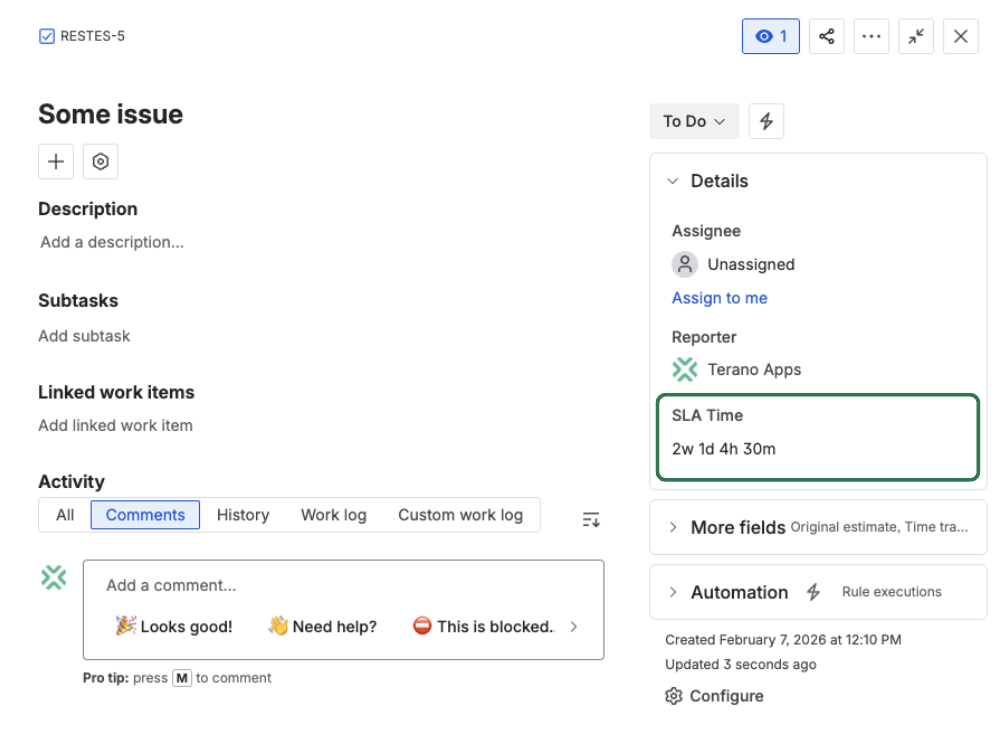Duration field for SLA thresholds