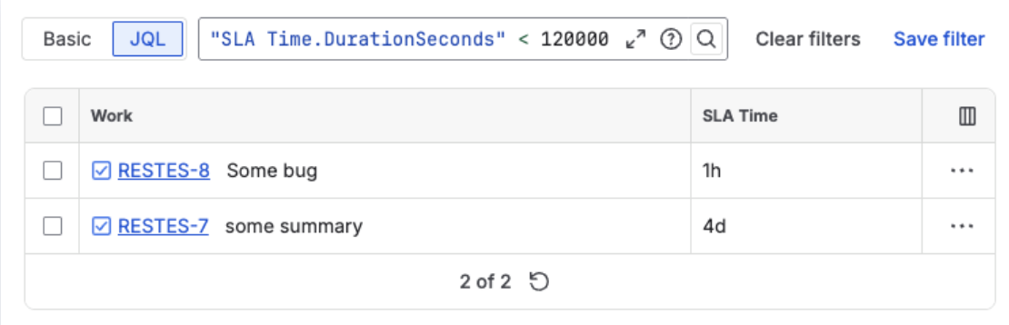 JQL search using custom time field aliases